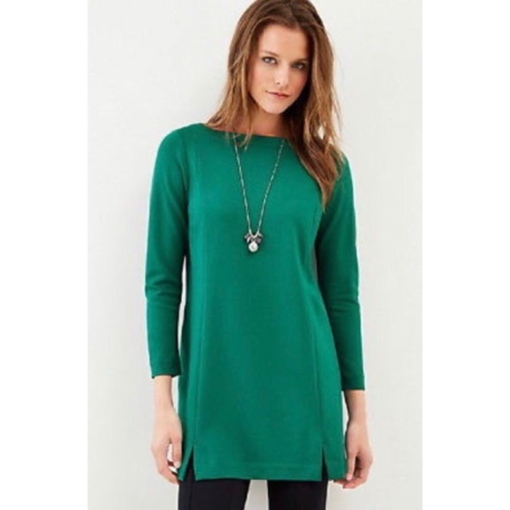 J. JILL Ponte Knit Tunic Top Green Dress Small
